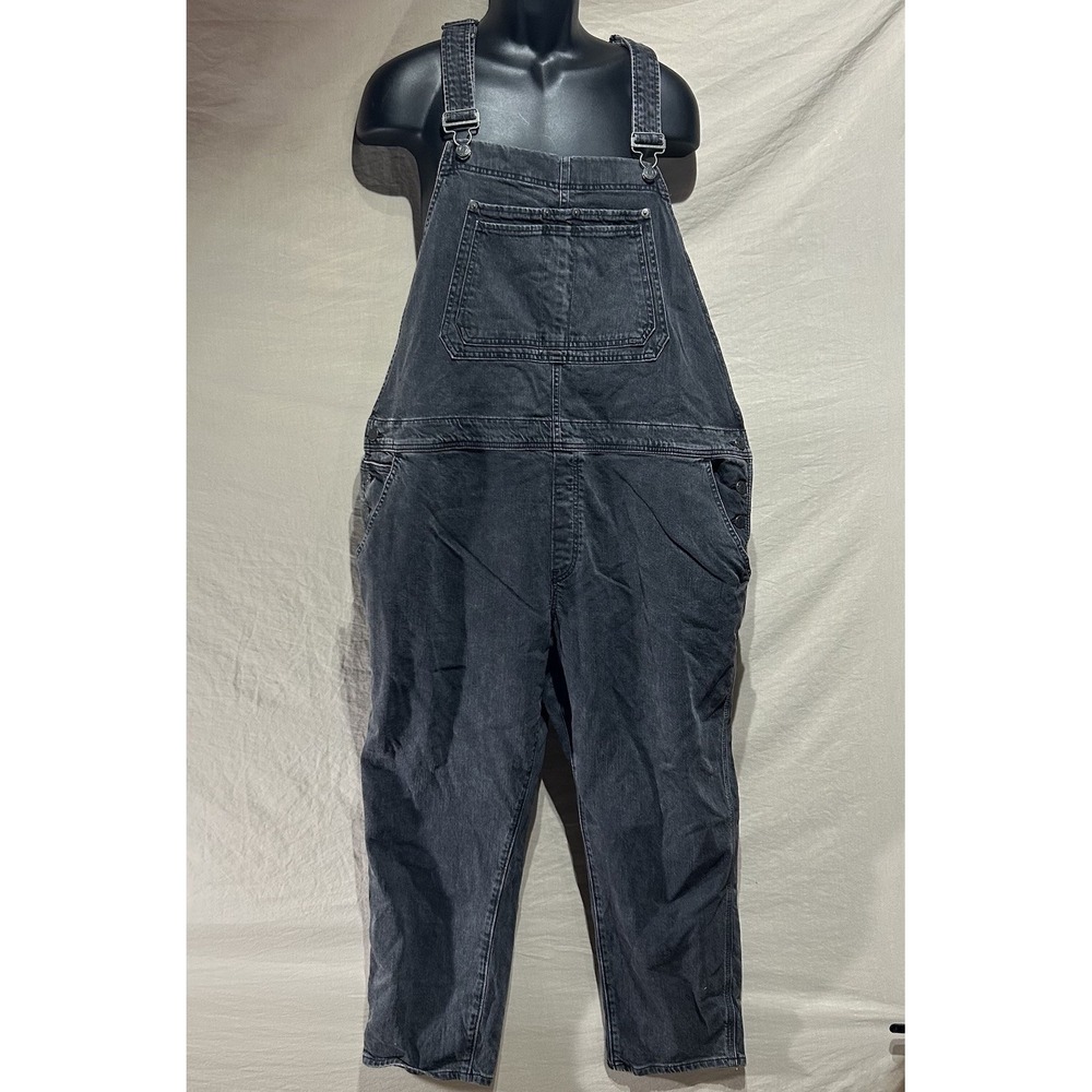 GAP Denim Overalls Mens XXL Black Wash Jeans Workwear Carpenter Pants Grunge Y2K